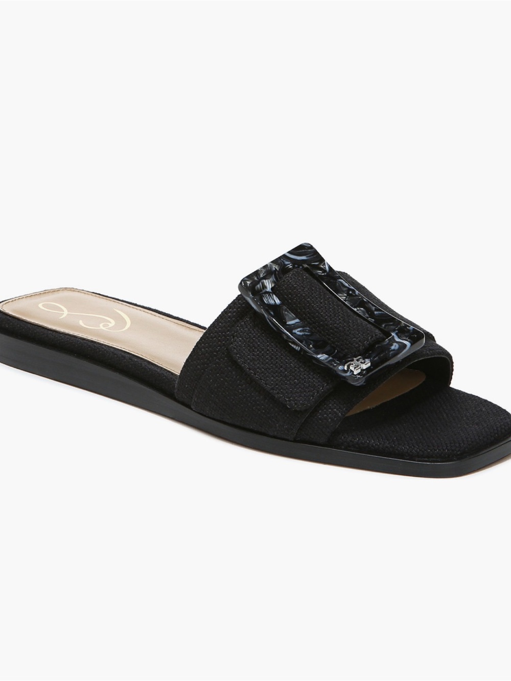 Sam Edelman Black Slide Sandals with Decorative Buckle New in Box